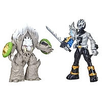 Power Rangers Dino Fury Battle Attackers 2-Pack Black Ranger vs. Smashstone Kicking Action Figure Toys
