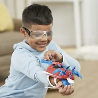 Marvel Mech Strike Mechasaurs, Arachno Blaster Nerf de Spider-Man avec 3 fléchettes, jouet de déguisement de super-héros