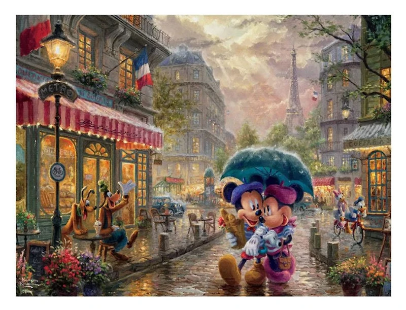 Ceaco Thomas Kinkade Disney 750-Piece Puzzle Mickey and Minnie in Paris - English Edition