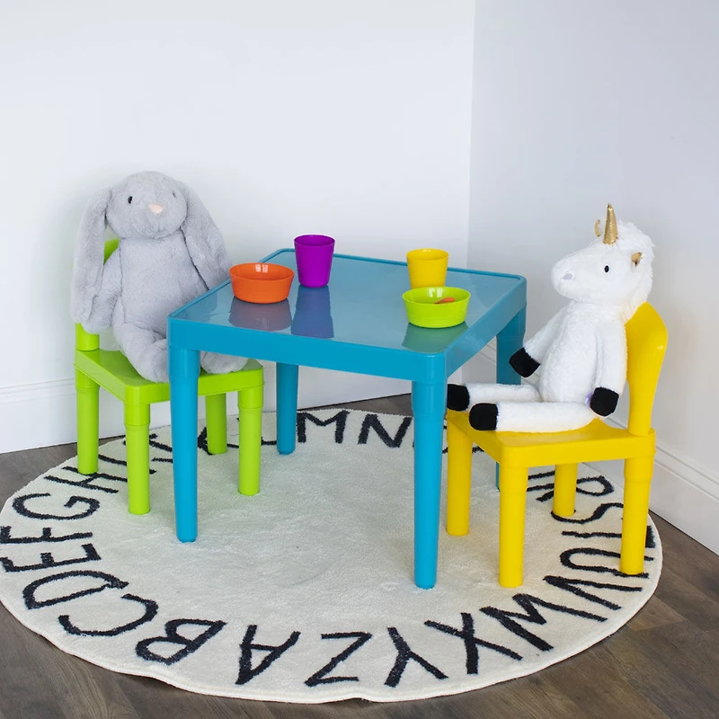 Kids Plastic Table and 2 Chairs, Aqua