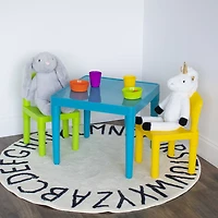 Kids Plastic Table and 2 Chairs, Aqua