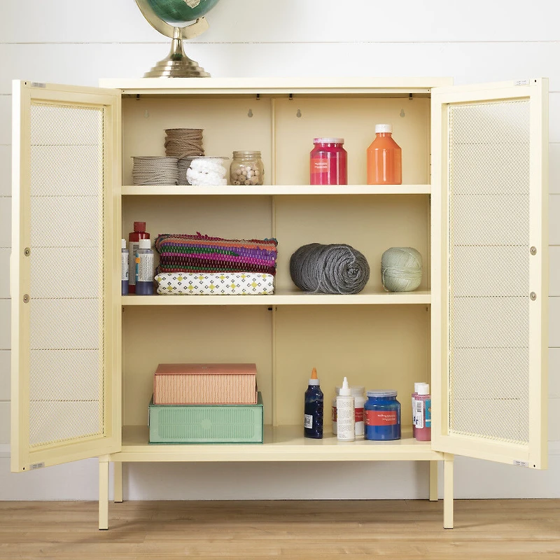 Crea Meuble de rangement avec portes grillagées en métal Jaune