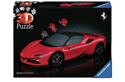 Ravensburger Puzzle 3D 11576 - Ferrari SF90 Stradale - La super voiture de sport avec le logo emblématique du cheval cabré en tant que modèle de puzzle 3D