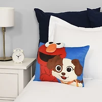 Sesame Street Elmo Coussin décoratif 3D pour enfants Coussin brodé en peluche douce pour filles et garçons Cadeau essentiel (13 po x 16 po)