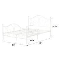 Summer Breeze Lit de métal plateforme complet Double Blanc solide