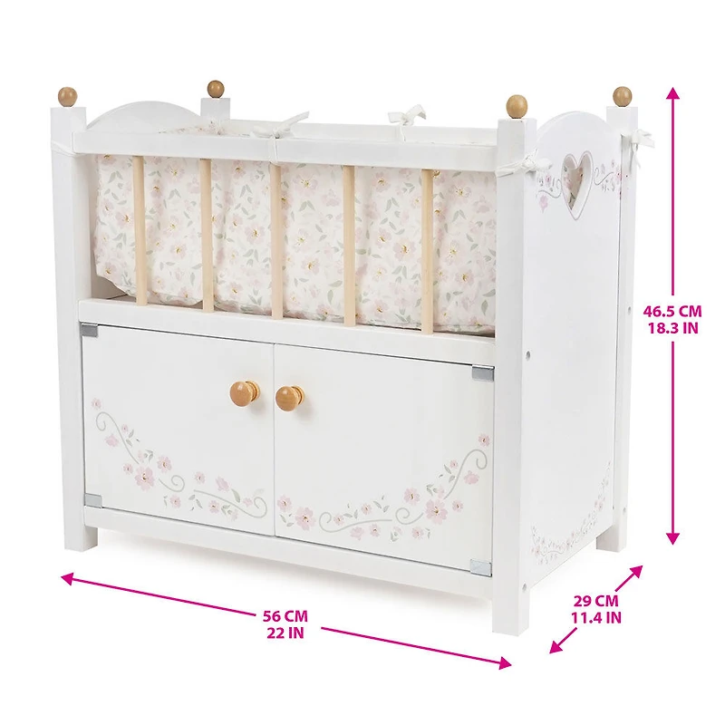2 in 1 Wooden Cot with Cabine, Little Flora