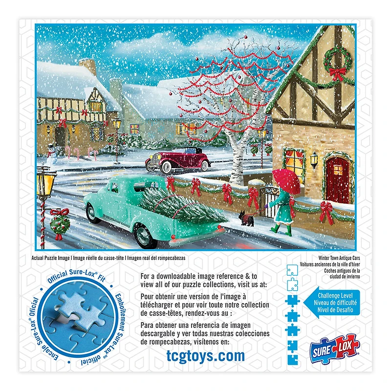 Casse-têtes SureLox - Collection Royaume d'hiver - Voitures d'époque d'une ville en hiver - 1 000 pièces