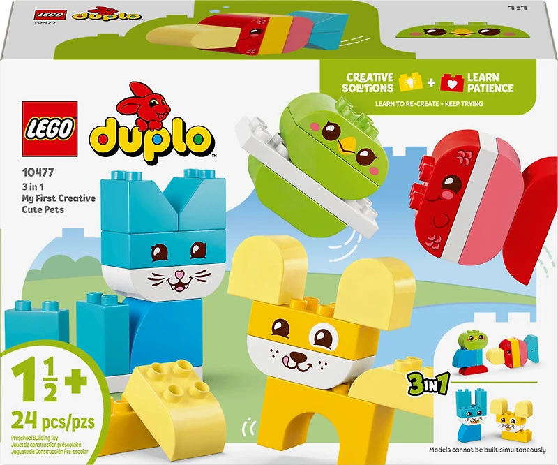 LEGO DUPLO Mon premier Les Animaux de Compagnie Créatifs 3 en 1, Jouet de Construction Créative pour les Tout-petits 10477