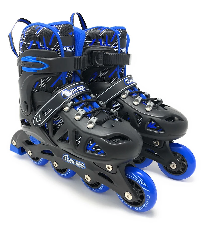 Ensemble de rollerblade bleu réglable Chicago Skates Taille - J10-J13