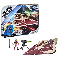 Star Wars Mission Fleet, Ahsoka Tano, Delta-7 Jedi Starfighter, Attaque en chasseur stellaire, figurine et véhicule, 6 cm
