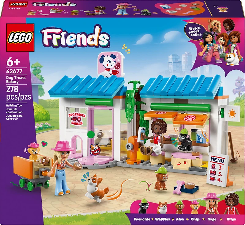 LEGO Friends La Boulangerie de Gâteries pour Chiens - Ensemble de Jouet de Construction avec 2 Minipoupées et 4 Chiens - 42677