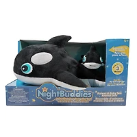 Ensemble NightBuddies and BabyBuddies Orque Noir de 15" and 5" en Peluche Yeux Lumineux