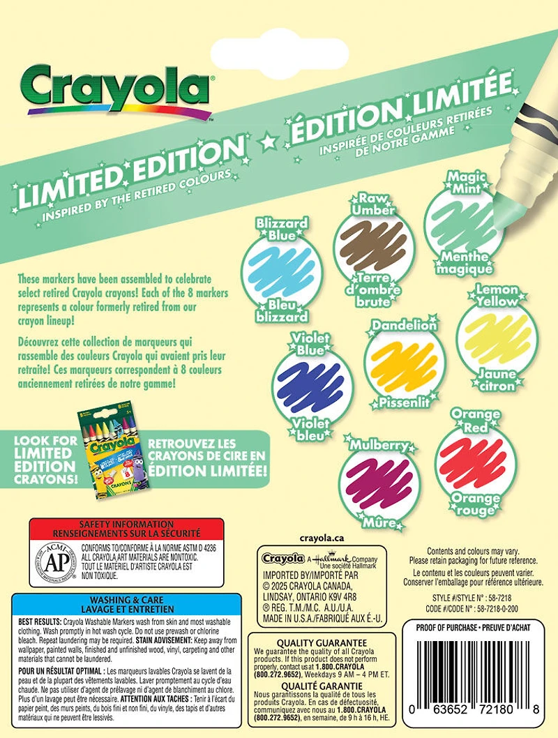 Marqueurs à trait large Crayola édition limitée - Paquet de 8