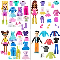 Polly Pocket Sparkle Cove Adventure Fashion Pack Playset with 4 Dolls and 45+ Total Pieces