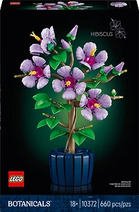 LEGO Botanicals L'Hibiscus, Ensemble pour Adultes, Décor Floral avec Pot de Fleurs Bleu 10372