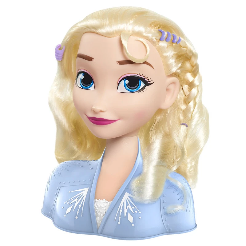 Disney Frozen 2 Elsa Styling Head, 17-Pieces Include Wear and Share Accessories, Blonde, Hair Styling for Kids
