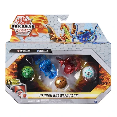 Bakugan Geogan Brawler 5-Pack, Exclusive Viperagon and Sluggler Geogan and 3 Bakugan Collectible Action Figures