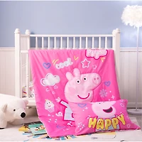 Peppa Pig 3 Piece Toddler Bedding Set with Reversible Comforter, Fitted Sheet and Pillowcase by Nemcor