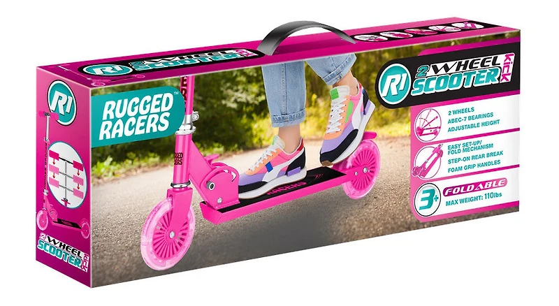 Trottinette Rugged Racer à 2 roues - Rose - Édition anglaise