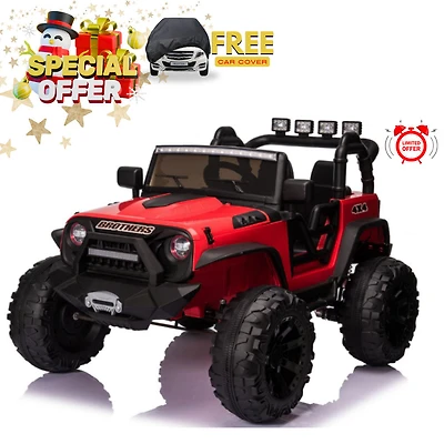 KidsVip 24V Enfants Grandes EVA Roues Camion Voiture Eléctrique avec Commande à Distance - Rouge - Édition anglaise