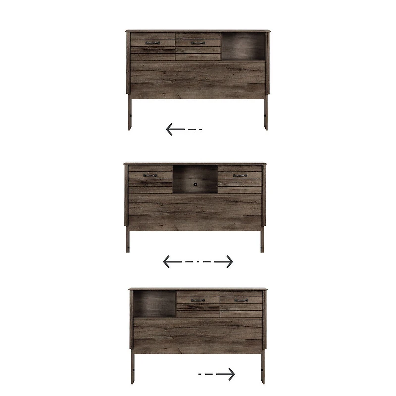 Ulysses Tête de lit bibliothèque avec portes coulissantes Double Chêne d'automne