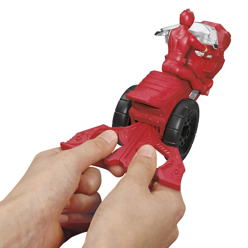 Power Ranger Dino Fury Rip N Go, Moto de combat T-Rex et Ranger rouge Dino Fury