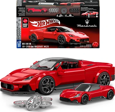 Mattel Brick Shop Hot Wheels Maserati MC20 Building Toy Kit (250 Pieces), for Collectors