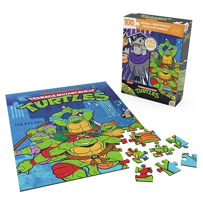 TMNT, Héros et méchants Tortues Ninja, Puzzle 2 en 1 réversible de 100 pièces