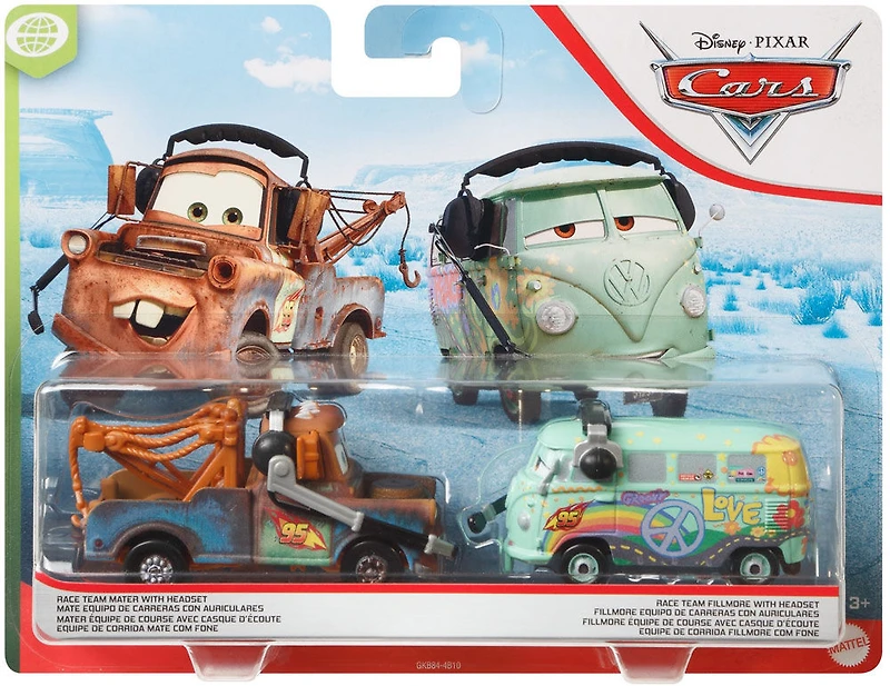 Disney Pixar - es Bagnoles - Coffret De 2 - Mater Équipe de Course et Fillmore Avec Casque D'Écoute