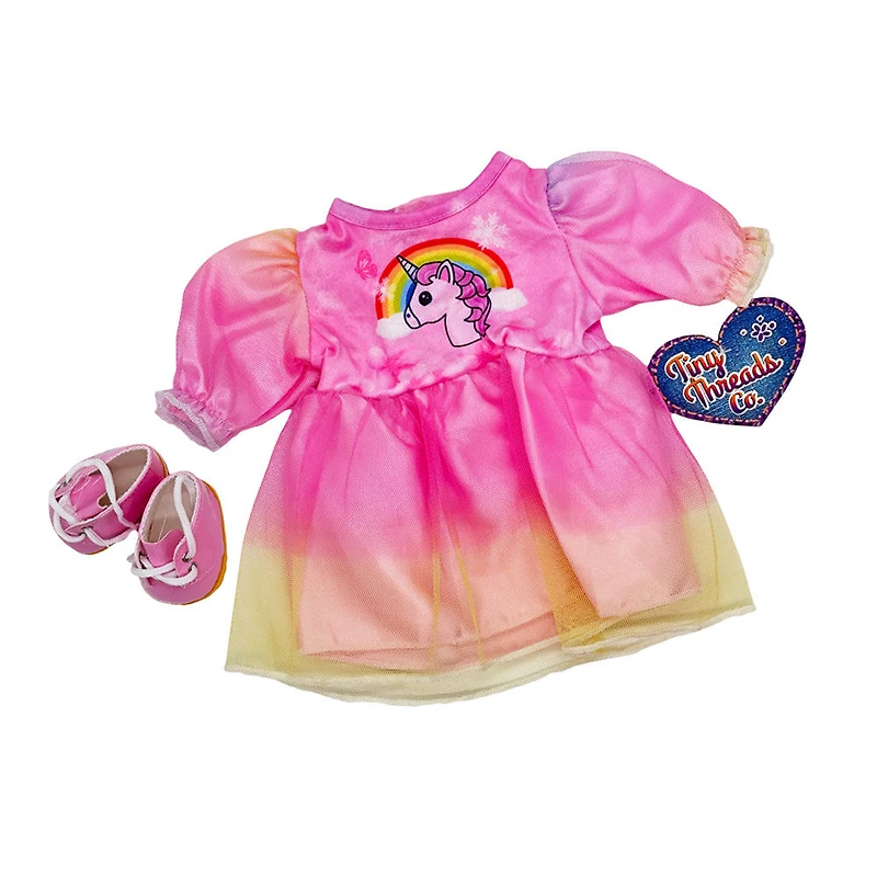 Robe et chaussures licorne pour poupée de 36 cm