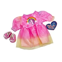 Robe et chaussures licorne pour poupée de 36 cm