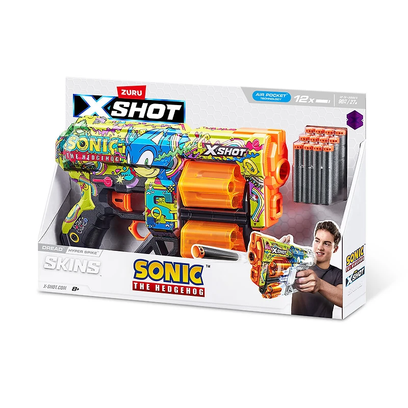 XSHOT Skins Dread Blaster - Hyper Spike Skin (12 Darts) by ZURU