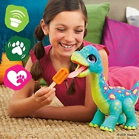 furReal, Sam le bronto glouton, animatronique interactif en peluche, plus de 40 sons et réactions