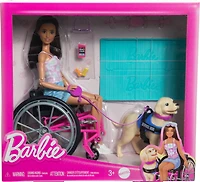 Barbie Doll & Service Dog Playset with Wheelchair, Ramp & Accessories, Fashion Doll