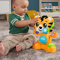 Fisher-Price Link Squad Bop & Groove Tiger Baby Learning Toy with Music & Lights, French Version