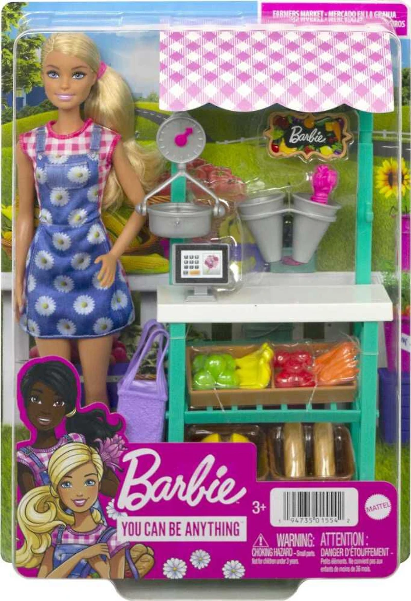Barbie - Coffret de jeu Le marché fermier - Poupée Barbie (blonde)