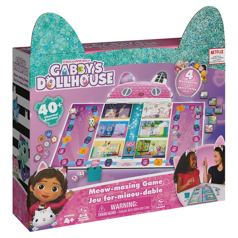 Gabby's Dollhouse, Jeu de société for-miaou-dable basé sur le dessin animé DreamWorks Netflix, avec 4 serre-têtes chat