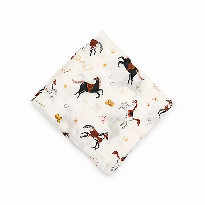 Red Rover - Cotton Muslin Swaddle Single - Howdy Horse