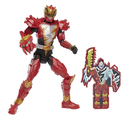 Power Rangers Dino Fury, Dino Knight Ranger rouge, figurine avec clé Dino Fury