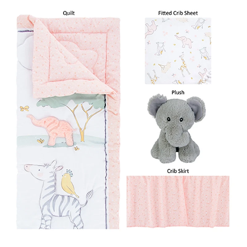 Sammy & Lou 4 Piece Crib Bedding Set - Sweet Safari