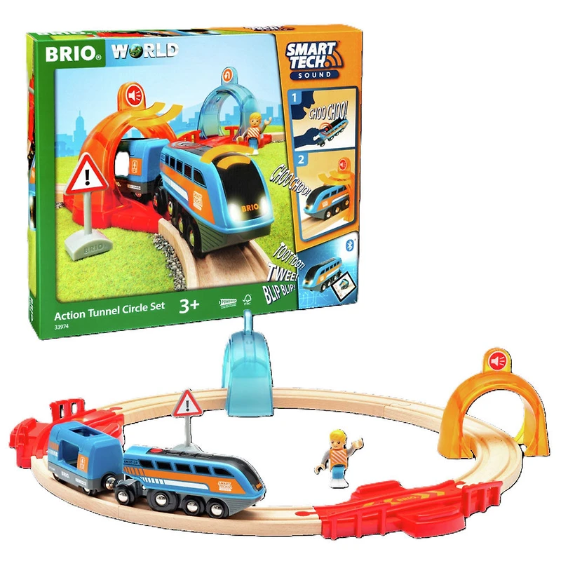 BRIO World Smart Tech Sound - Ensemble de Train Cercle avec Tunnel d'Action. Compatible avec tous les ensembles de train BRIO - Édition anglaise