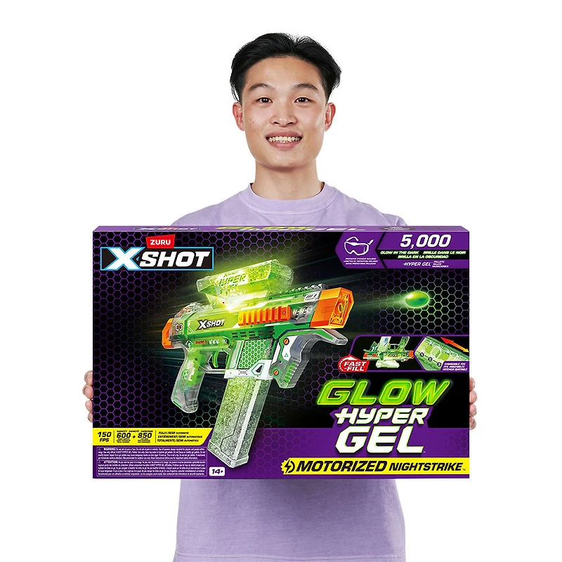 XSHOT Hyper Gel Glow In The Dark NightStrike Blaster (5,000 Glow In The Dark Hyper Gel Pellets) by ZURU
