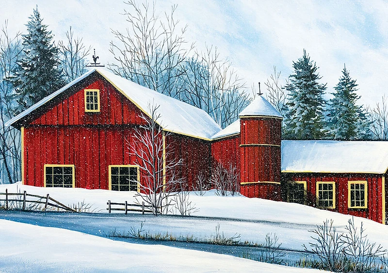 Casse-têtes SureLox - Collection Royaume d'hiver - Grange rouge - 1 000 pièces