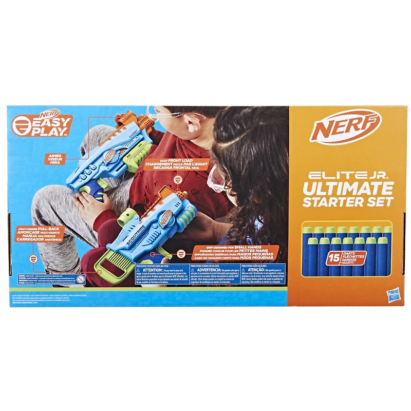 Nerf Elite Junior Ultimate Starter Set, 2 blasters faciles à utiliser, 15 fléchettes Nerf Elite