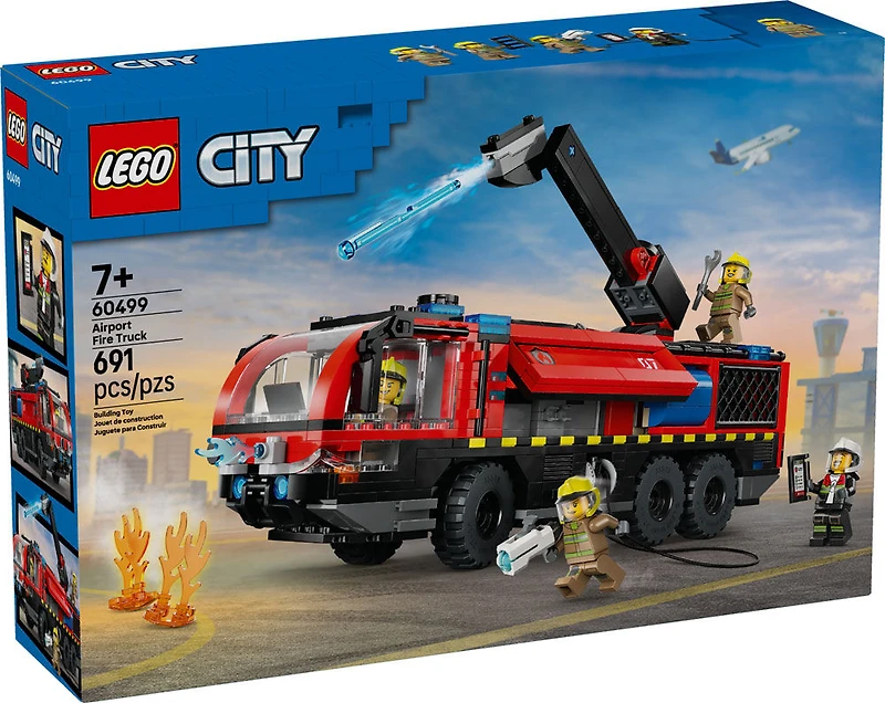 LEGO City Le camion de pompiers de l'aéroport - Ensemble de construction de véhicule d'urgence pour garçons et filles de 7 ans et plus - 60499