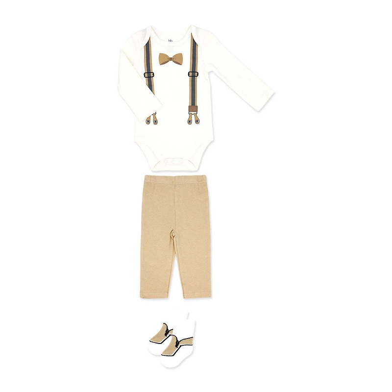 Baby Mode 3 Piece Dress-Up Set: Brown 0-3M