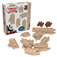 Thomas et ses amis - Piste en bois - Coffret de sections de piste droites et courbes Clackety Track