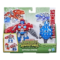 Transformers Dinobot Adventures, jouets convertibles Défenseurs Dinobots Optimus Prime de 11 cm et Scale le robot bouclier, dès 3 ans