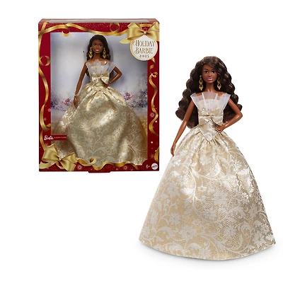 Barbie-Poupée Barbie Joyeux Noël 2025-avec robe argent et or