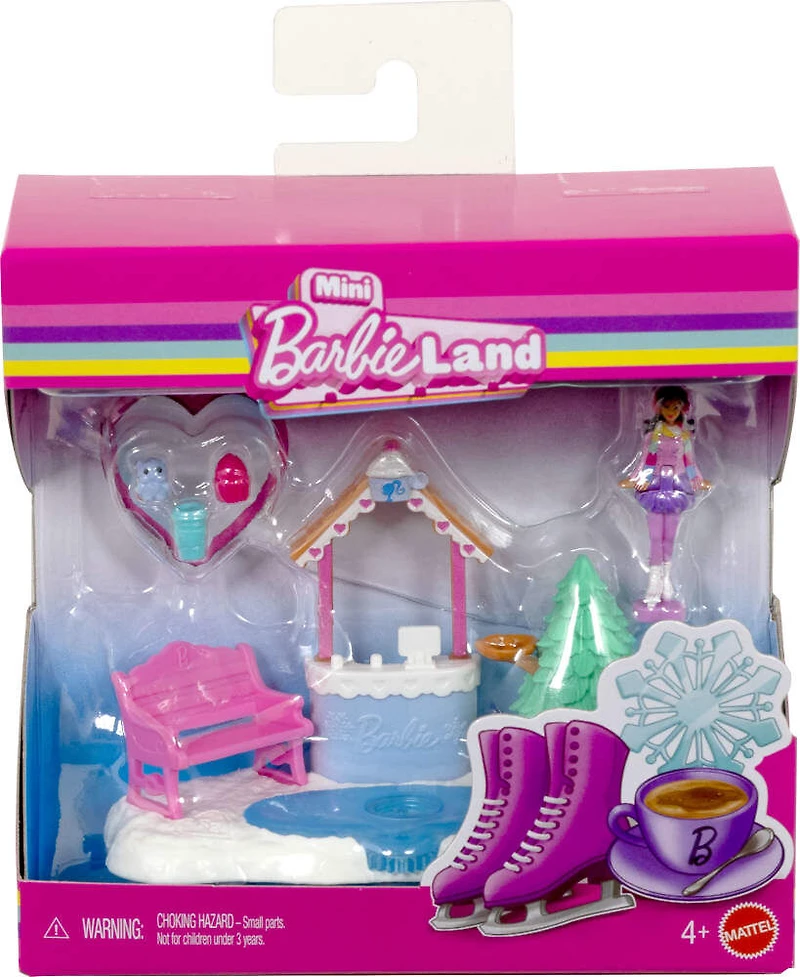 Barbie-Patinoire Mini BarbieLand-Coffret poupée, mobilier et accessoires